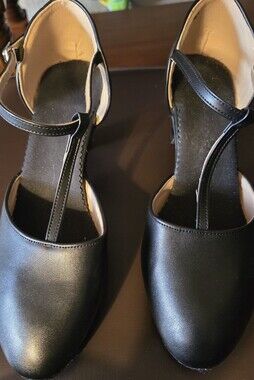 Classic Black T-Strap Women's Dress Heels